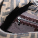 FENDI Zucca Canvas Mamma Baguette Shoulder Bag Black Brown Auth 164204-22