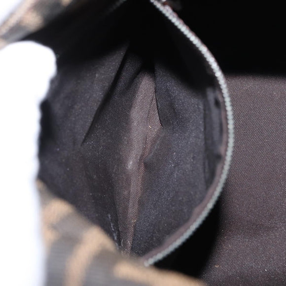 FENDI Zucca Canvas Mamma Baguette Shoulder Bag Black Brown Auth 164204