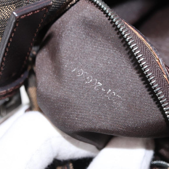 FENDI Zucca Canvas Mamma Baguette Shoulder Bag Black Brown Auth 164204