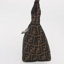 FENDI Zucca Canvas Mamma Baguette Shoulder Bag Black Brown Auth 164204-3