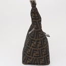 FENDI Zucca Canvas Mamma Baguette Shoulder Bag Black Brown Auth 164204-4