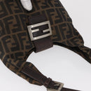 FENDI Zucca Canvas Mamma Baguette Shoulder Bag Black Brown Auth 164204-6