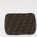 FENDI Zucca Canvas Mamma Baguette Shoulder Bag Black Brown Auth 164204-5
