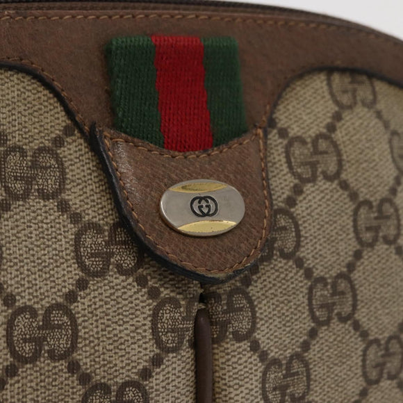 GUCCI GG Supreme Web Sherry Line Bag PVC Beige Gold 904 02 047 Auth 164205