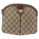 GUCCI GG Supreme Web Sherry Line Bag PVC Beige Gold 904 02 047 Auth 164205-2