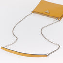 PRADA Chain Shoulder Bag Safiano leather Yellow Silver Auth 164207-8