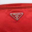 PRADA Shoulder Bag Nylon Red Silver Auth 164209-18
