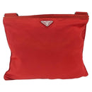 PRADA Shoulder Bag Nylon Red Silver Auth 164209-13