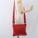 PRADA Shoulder Bag Nylon Red Silver Auth 164209-22