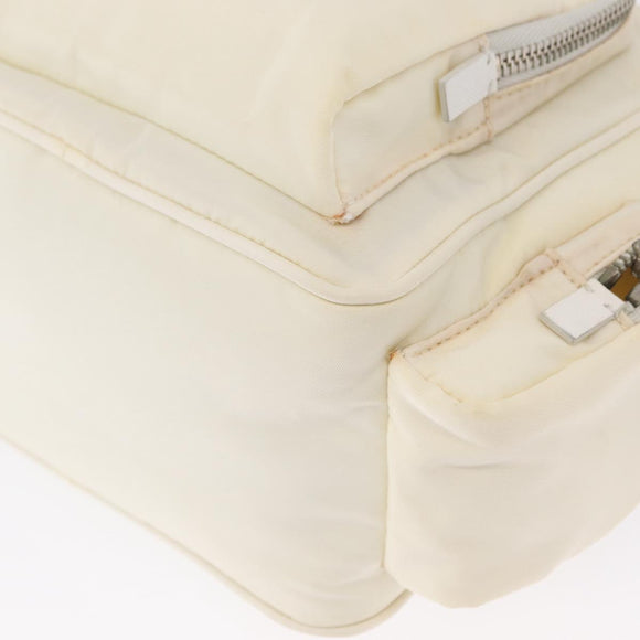 PRADA Shoulder Bag Nylon White Silver Auth 164214