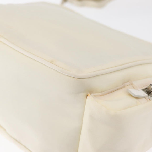 PRADA Shoulder Bag Nylon White Silver Auth 164214