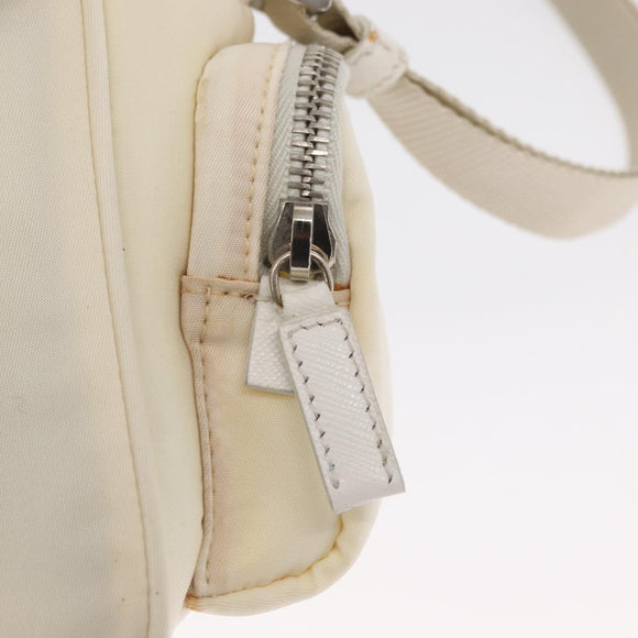 PRADA Shoulder Bag Nylon White Silver Auth 164214