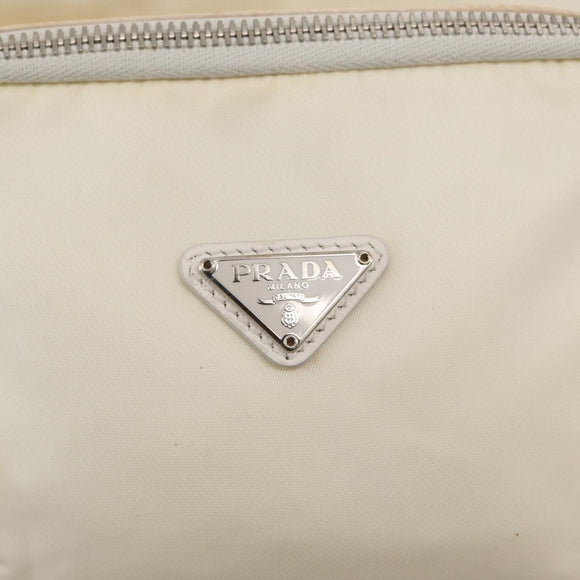 PRADA Shoulder Bag Nylon White Silver Auth 164214