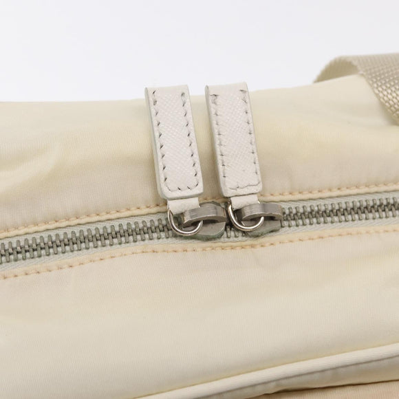 PRADA Shoulder Bag Nylon White Silver Auth 164214
