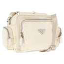 PRADA Shoulder Bag Nylon White Silver Auth 164214-1
