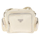 PRADA Shoulder Bag Nylon White Silver Auth 164214-2
