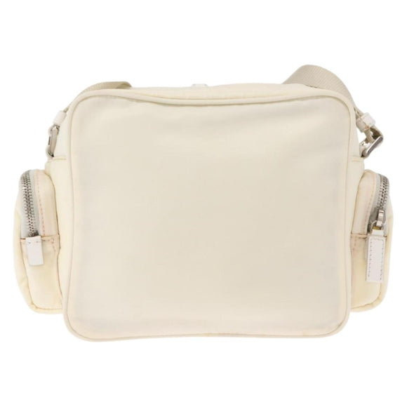 PRADA Shoulder Bag Nylon White Silver Auth 164214