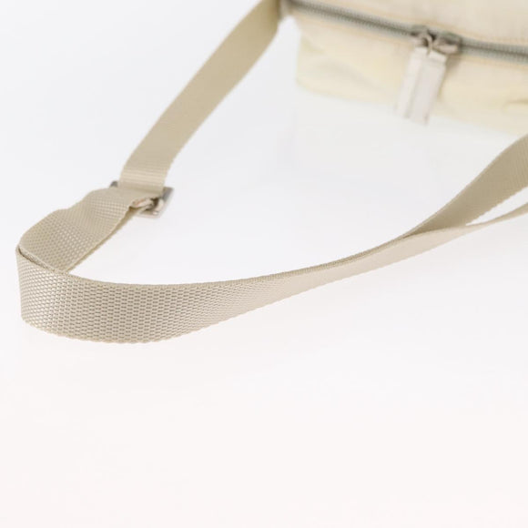 PRADA Shoulder Bag Nylon White Silver Auth 164214