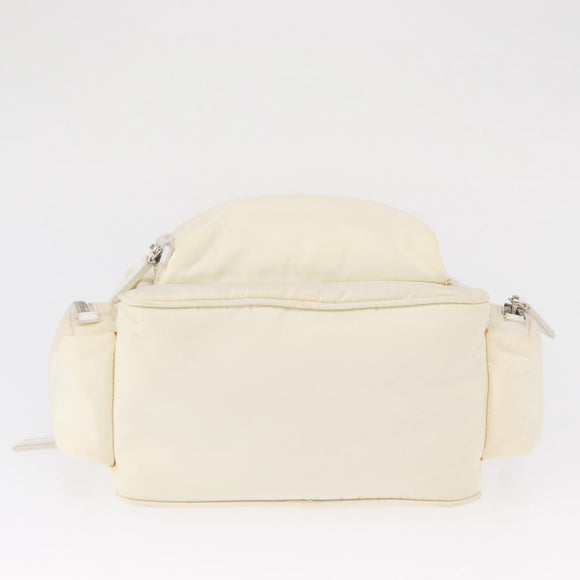 PRADA Shoulder Bag Nylon White Silver Auth 164214