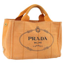 PRADA Canapa PM Hand Bag Canvas Orange Gold Auth 164219-1