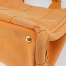 PRADA Canapa PM Hand Bag Canvas Orange Gold Auth 164219-12