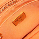 PRADA Canapa PM Hand Bag Canvas Orange Gold Auth 164219-14