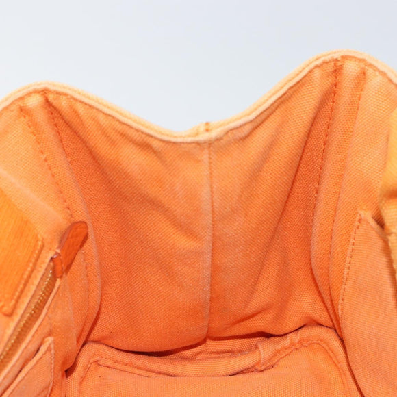 PRADA Canapa PM Hand Bag Canvas Orange Gold Auth 164219