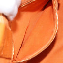 PRADA Canapa PM Hand Bag Canvas Orange Gold Auth 164219-19