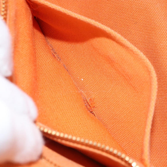PRADA Canapa PM Hand Bag Canvas Orange Gold Auth 164219