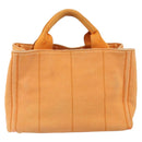 PRADA Canapa PM Hand Bag Canvas Orange Gold Auth 164219-3