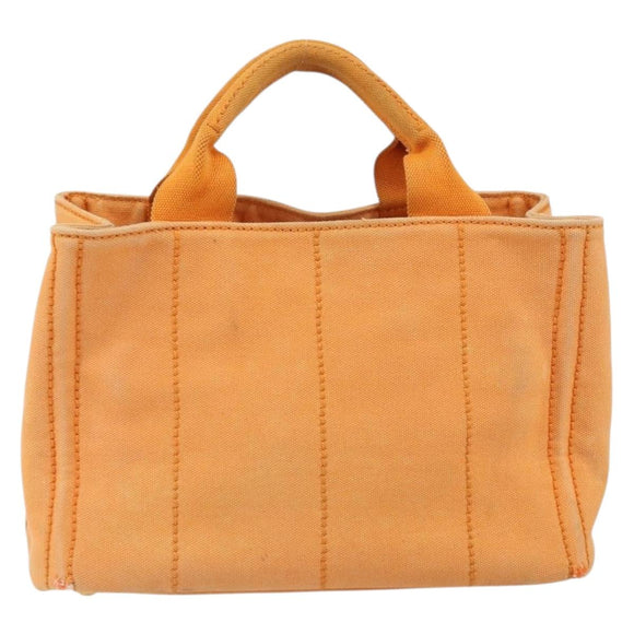 PRADA Canapa PM Hand Bag Canvas Orange Gold Auth 164219