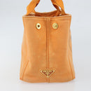 PRADA Canapa PM Hand Bag Canvas Orange Gold Auth 164219-4