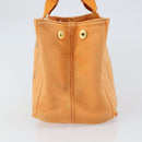 PRADA Canapa PM Hand Bag Canvas Orange Gold Auth 164219-5