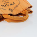 PRADA Canapa PM Hand Bag Canvas Orange Gold Auth 164219-7
