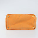 PRADA Canapa PM Hand Bag Canvas Orange Gold Auth 164219-9