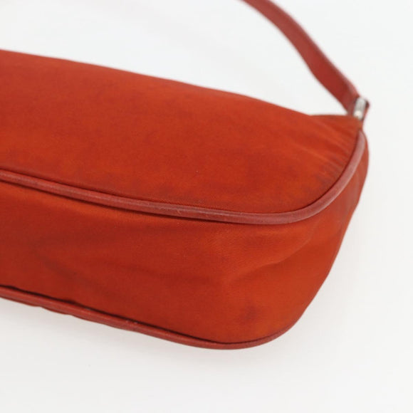 PRADA Accessory Pouch Nylon Orange Silver Auth 164220