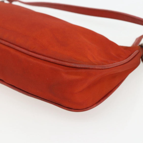 PRADA Accessory Pouch Nylon Orange Silver Auth 164220