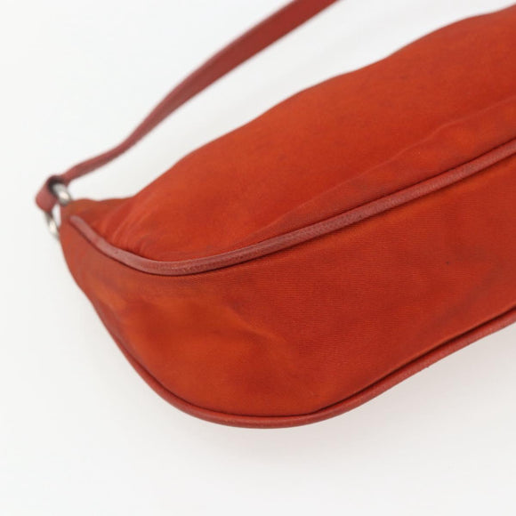 PRADA Accessory Pouch Nylon Orange Silver Auth 164220