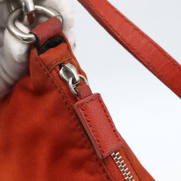 PRADA Accessory Pouch Nylon Orange Silver Auth 164220