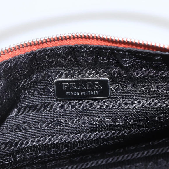 PRADA Accessory Pouch Nylon Orange Silver Auth 164220