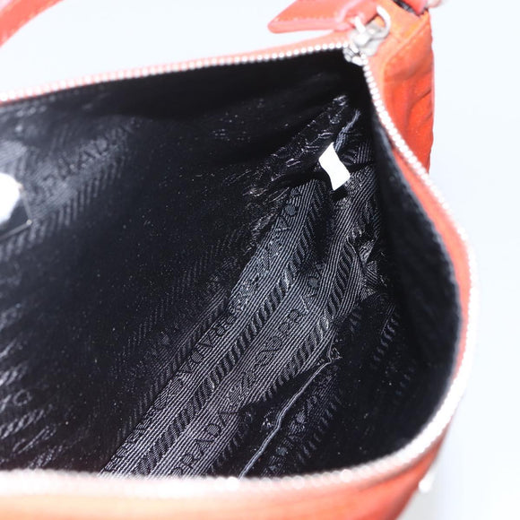 PRADA Accessory Pouch Nylon Orange Silver Auth 164220