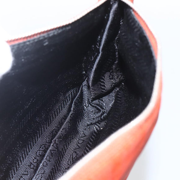 PRADA Accessory Pouch Nylon Orange Silver Auth 164220