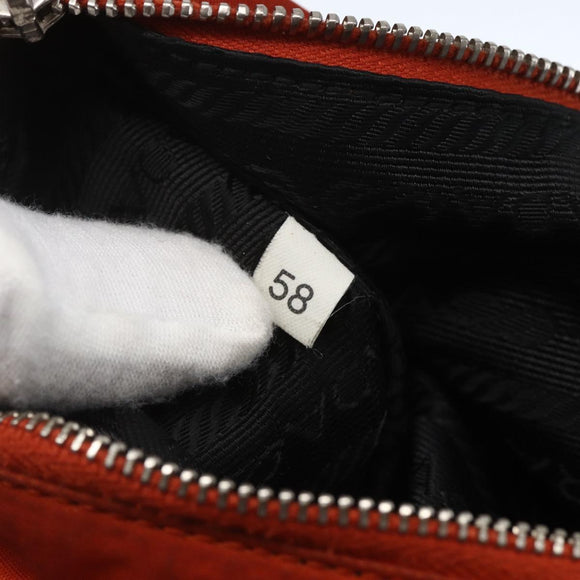 PRADA Accessory Pouch Nylon Orange Silver Auth 164220
