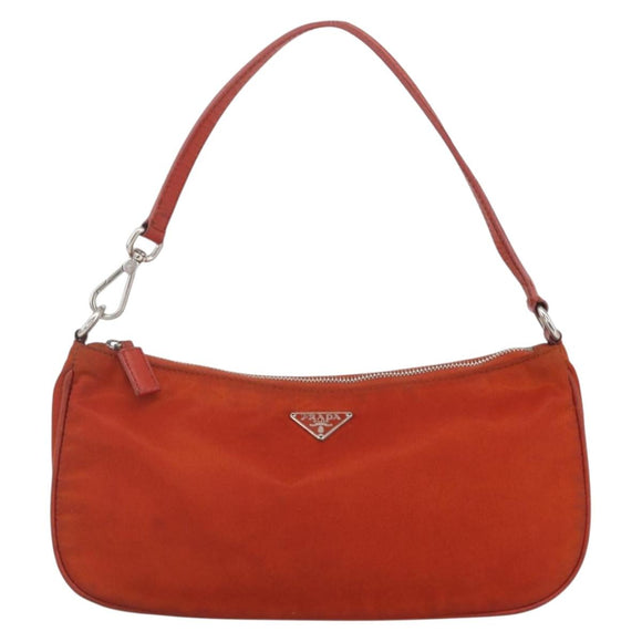 PRADA Accessory Pouch Nylon Orange Silver Auth 164220