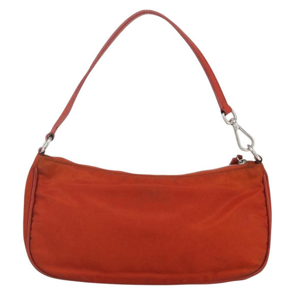PRADA Accessory Pouch Nylon Orange Silver Auth 164220