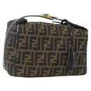 FENDI Zucca Canvas Vanity Pouch Black Brown Auth 164221-1