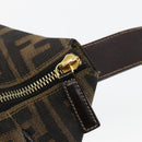 FENDI Zucca Canvas Vanity Pouch Black Brown Auth 164221-9