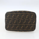 FENDI Zucca Canvas Vanity Pouch Black Brown Auth 164221-5