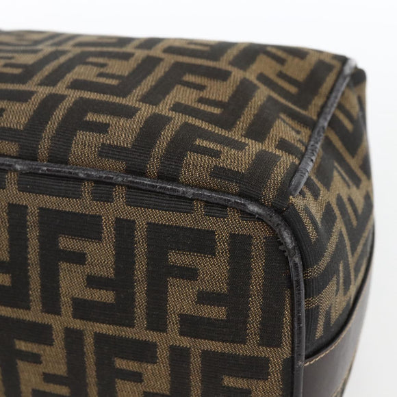 FENDI Zucca Canvas Vanity Pouch Black Brown Auth 164221