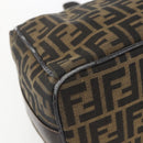 FENDI Zucca Canvas Vanity Pouch Black Brown Auth 164221-16